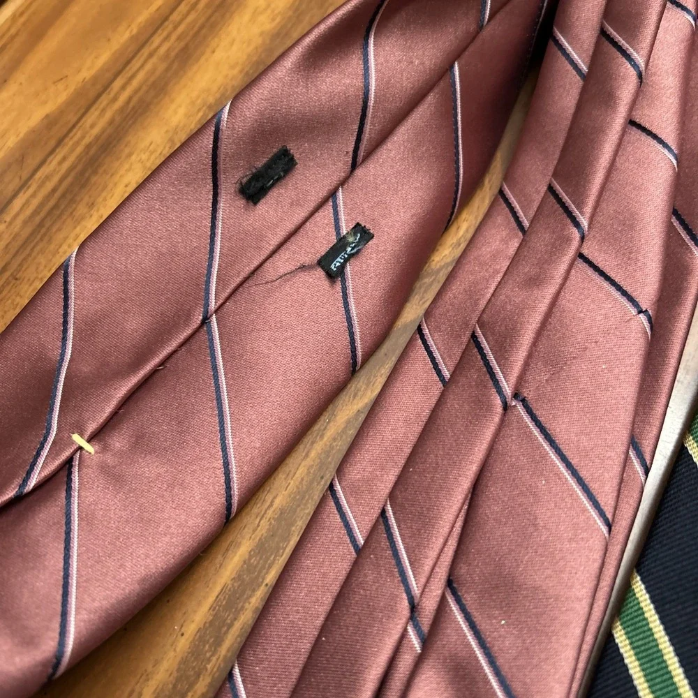 Lot 10 Vintage Necktie 3 Inch Blue Brown Mauve Pink Stripes